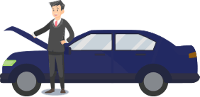 Stuck on roadside - man with open hood